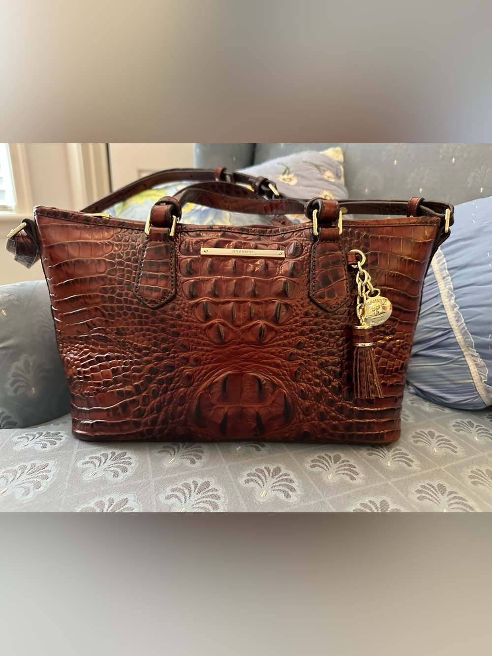 Brahmin Mini Asher Pecan Brown Bag in good condition.
